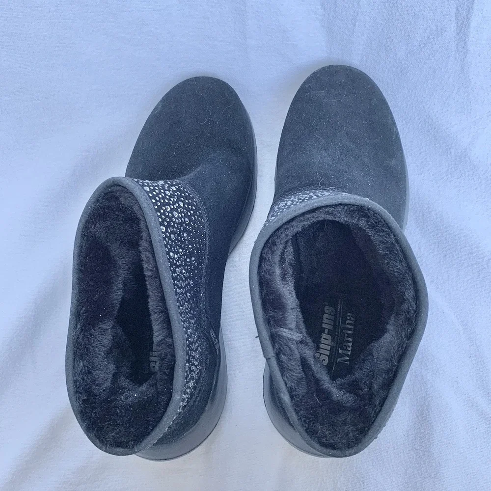 Skechers Womens Black Hands Free Slip-ins Martha Stewart On-The-Go Joy Boots 9.5